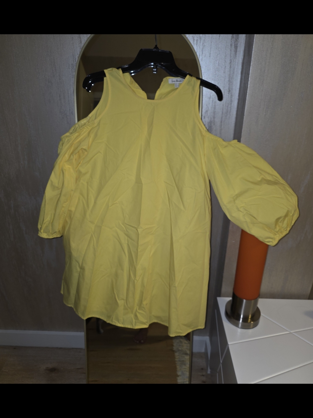 Cold-Shoulder Balloon Sleeve Tunic in Sunny Yellow